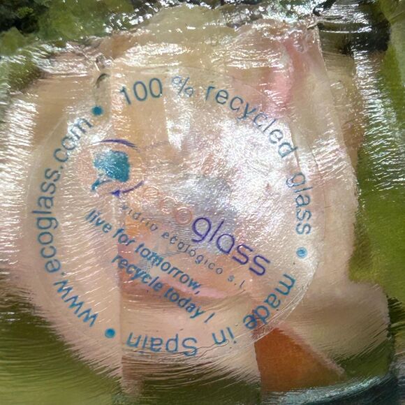 Recycled Glass Compote Ecoglass made in Spain Clear Greenish blue glass. - Picture 4 of 4